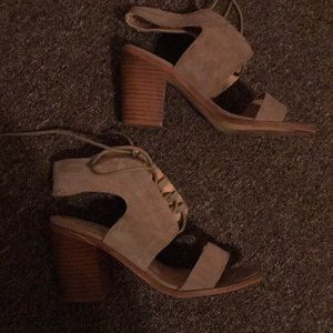 Tan Suede Tie Sandals